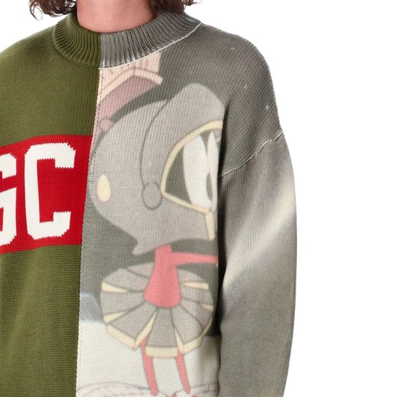 GCDS WOOL LOGO BAND SWEATER MILITARY - M - Picture 4 of 4